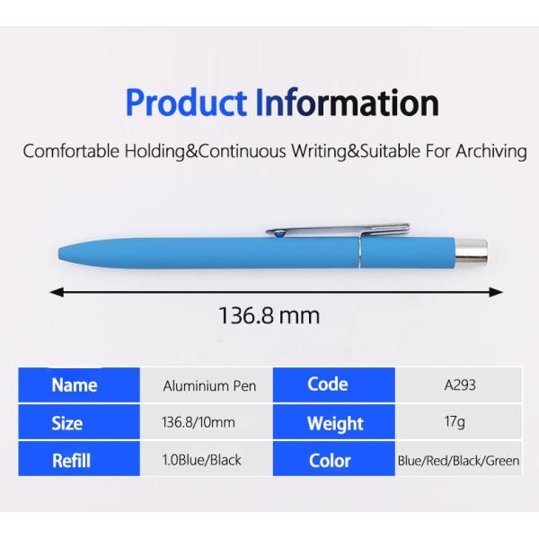 stylo à bille en caoutchouc doux en aluminium coloré stylos à billes commerciaux stylos à billes rétractibles avec logo personnalisé