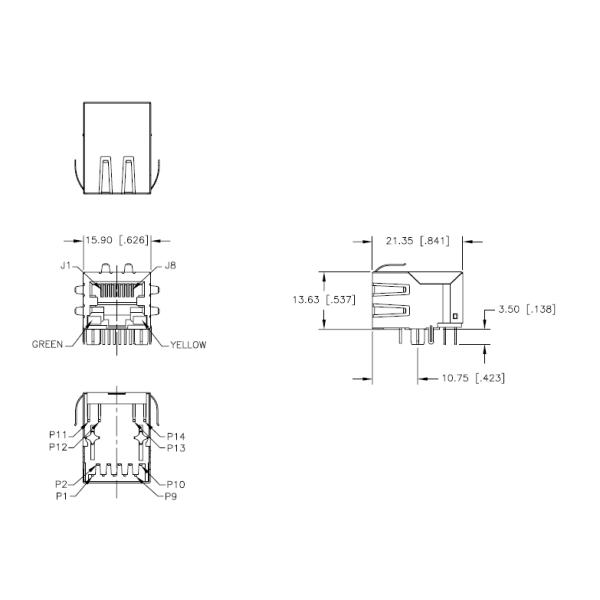 JD0-0002NL Magnetic RJ45 Jack , Female To Female POE Magnetic Modular Jack For Switches