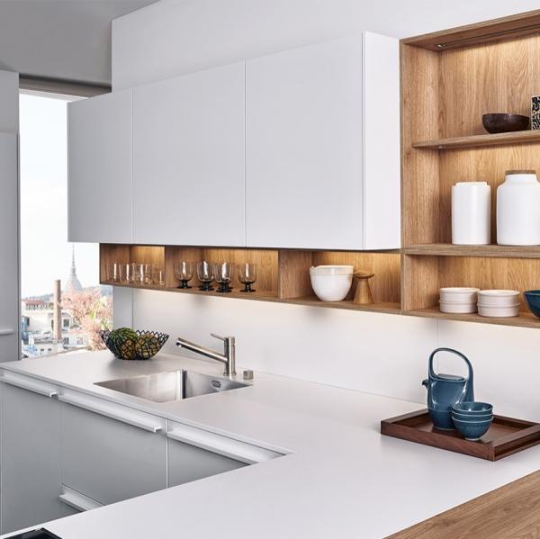 MDF Melamine White Kitchen Cabinets Modern Moisture Proof