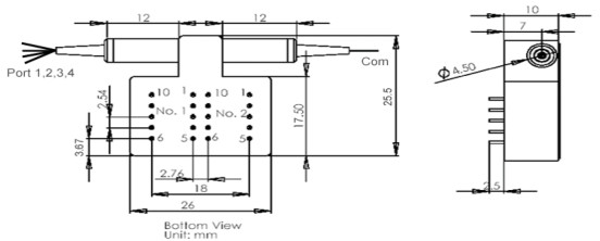 Высокий переключатель 850nm 1310nm переключателя 1x4 оптического волокна изоляции канала оптически