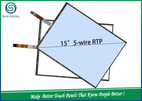 ODM / OEM 5 Wire Resistive Single Touch Panel 15 Inches ITO Glass And ITO Film