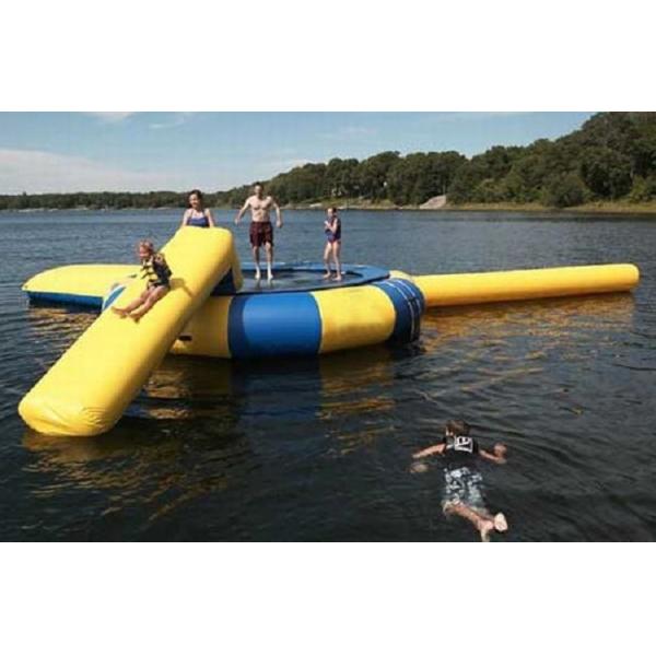 Голубой напольный раздувной Trampoline воды, подгонянные раздувные игрушки воды для озера