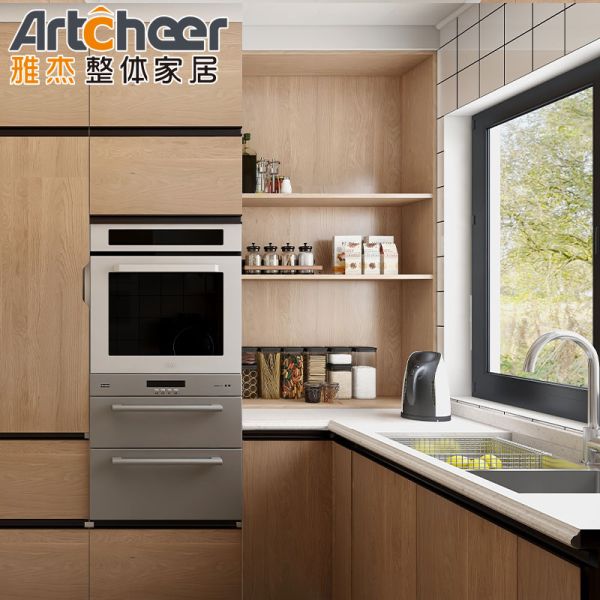 Maple Kitchen Cabinet with Mahogany Door and Marble Top in French Design Style