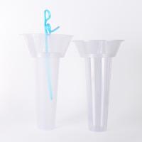 Des tasses en plastique sur mesure avec logo Des tasses en plastique jetables pour collation 2 en 1