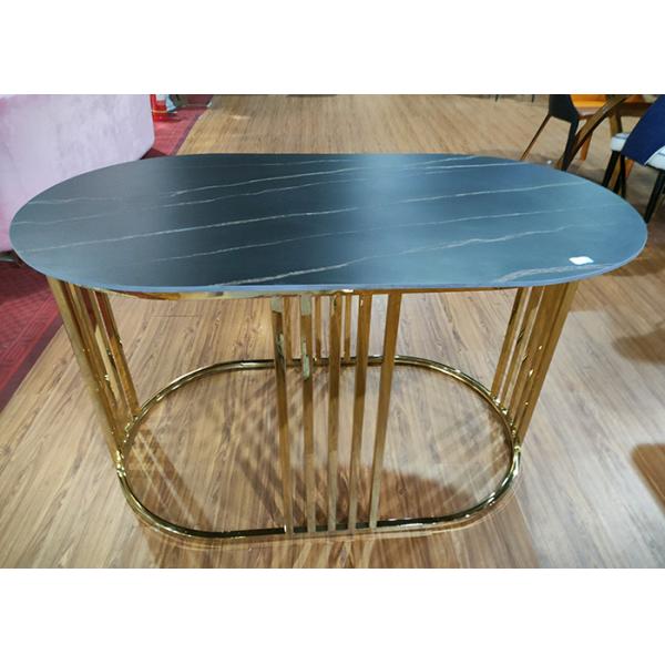 Elegant 130*70*75cm Stainless Steel Marble Dining Table