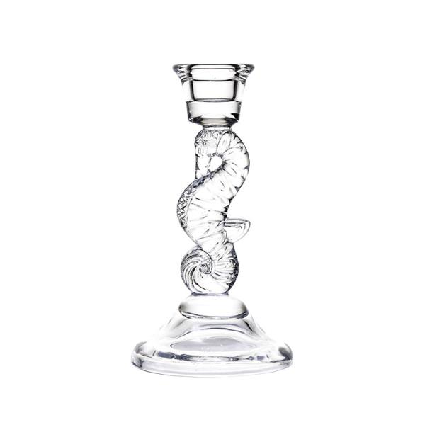 Hot sales customized Sea horse clear crystal glass candelabra candlestick holder