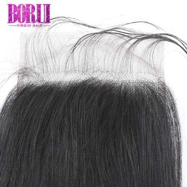 Pre onda brasileira do corpo do laço transparente de Hd do fechamento do laço do cabelo humano de Plcuked