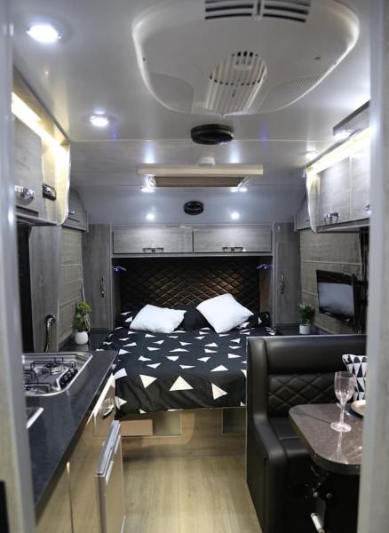 Luxury Hardtop Folding Campers For Sale With Monolithic Aluminium Roof Lockable Folding Bar Wood Grain Floor