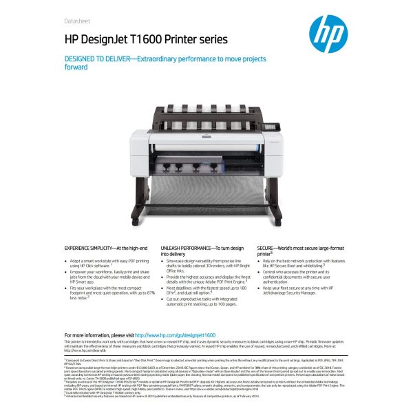 Good Quality Large Format CAD Printer HP Design Jet T1600 36 Inch Color