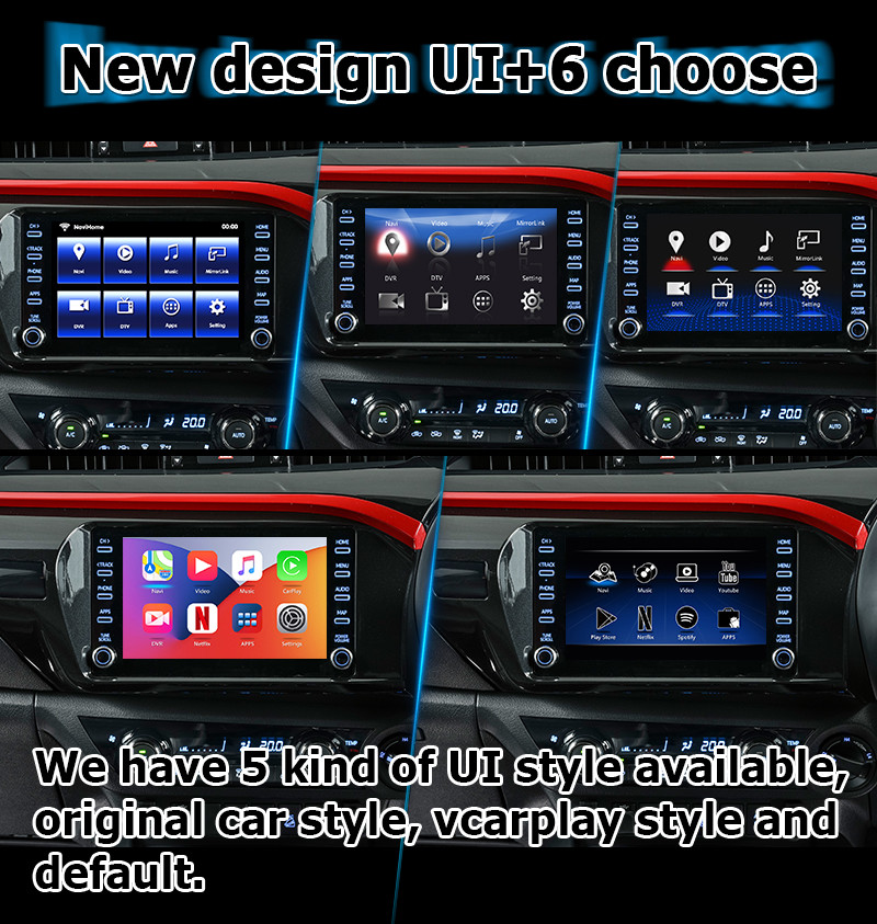 Мультимедиа андроида Тойота Hilux взаимодействуют касание 3 беспроводного carplay андроида автоматическое