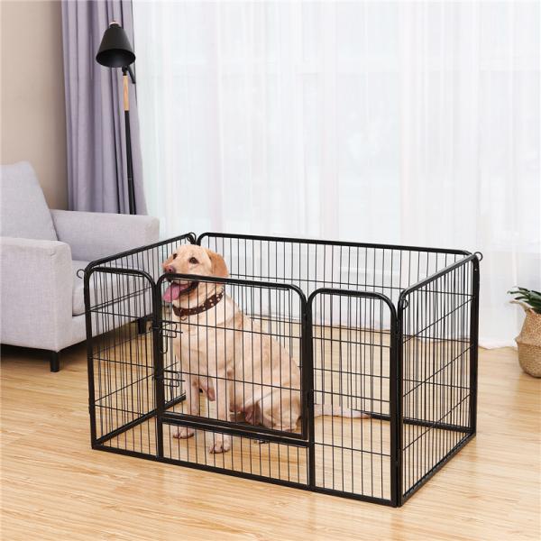 FEANDREA Heavy Duty Metal Dog Crate Enclosure Exercise Panel Black Color