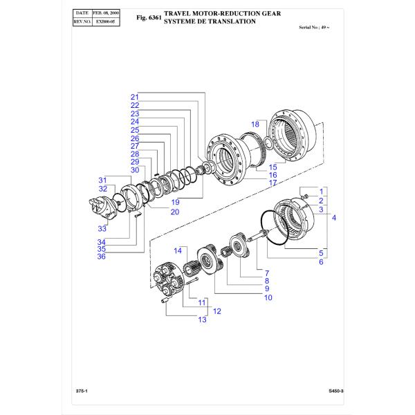 Assy конечной передачи двигателя перемещения прибора 170401-00009G DAWOO DX500 DX520 окончательный