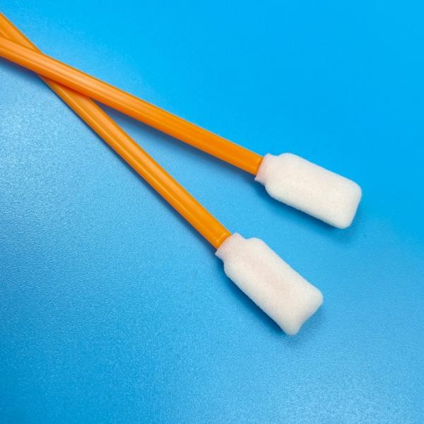 Durable Handle Foam Swabs 50pcs 125mm Lint Free Orange / Black Handle Sponge Head For Sensitive Surface Cleaning