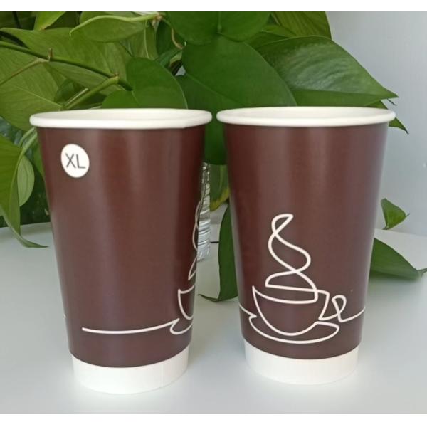 PS/PP Lids 16oz 320g 18 PE 250 Double Wall Custom Logo Printed Paper Cup for Coffee or Tea