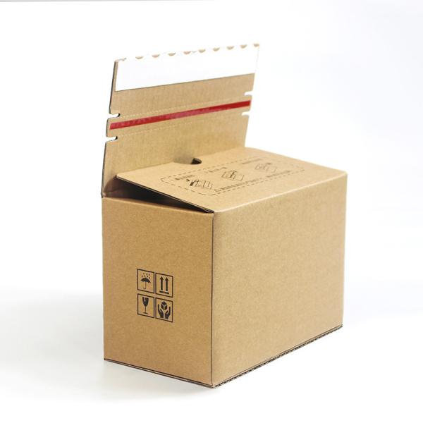 Custom Easy Folded Cardboard Zipper Carton Box Corrugated With Tear Off Strip And Adhesive Tapes
