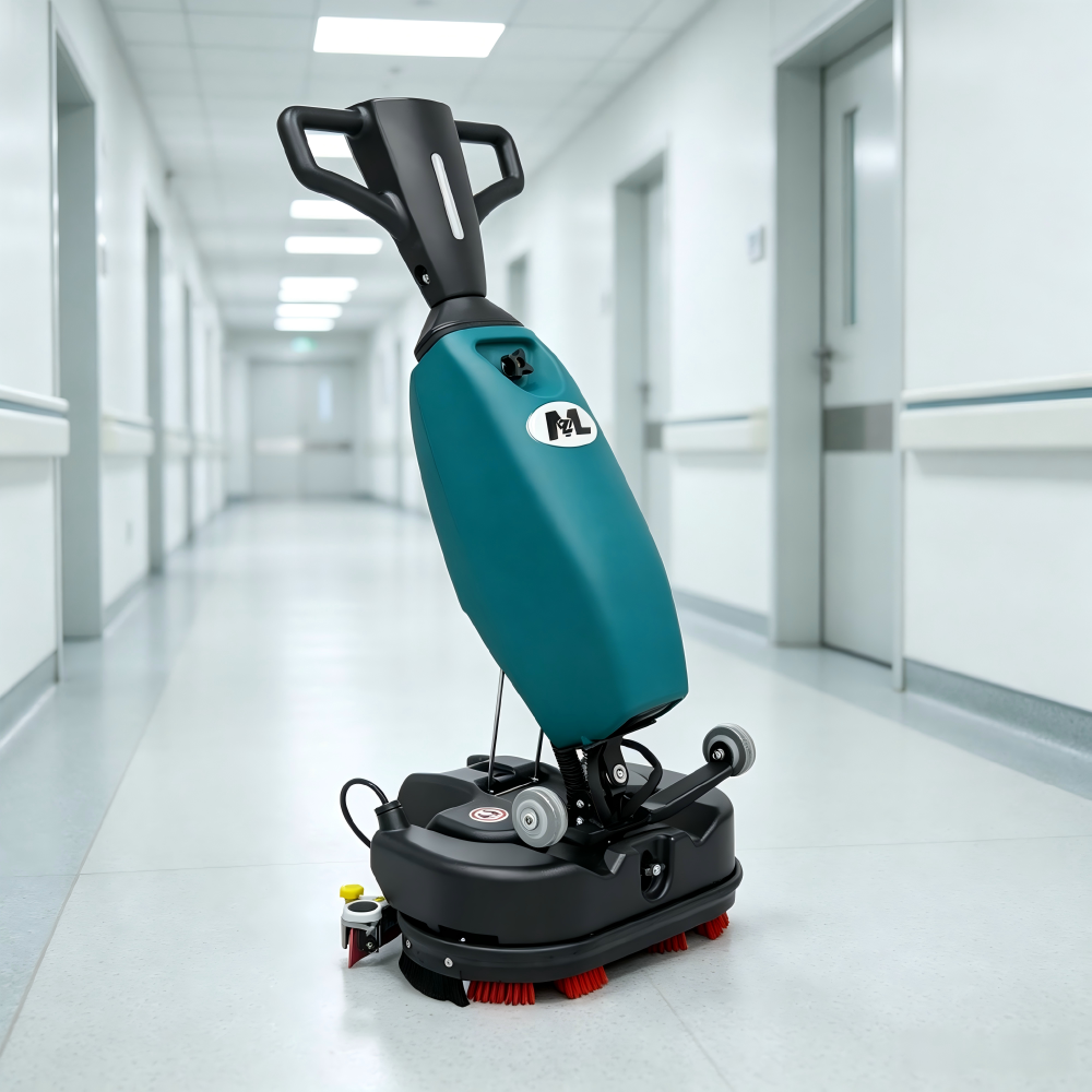Small Heavy‑Duty Floor Scrubber Unit with 6L Liquid Recovery Tank, Suitable for Manufacturing Workshops and Farm Sites