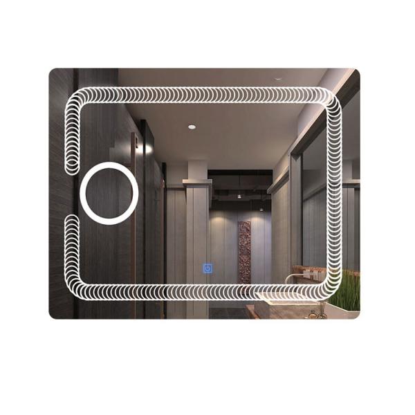 Bathroom Intelligent Touch Wall Mounted Lighted Makeup Mirror 4mm Aluminum