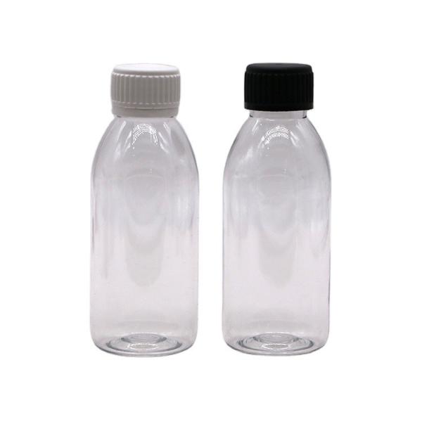 150ml PET Oval Amber Prescription Pharmacy Liquid Medicine Scaled Container with Lid