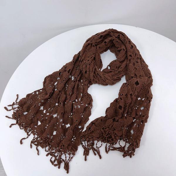 Y-F Spring and Autumn Neckwarm Scarf Soft Warm Lace Crochet Flower Long Knitted Thin Shawl Scarves