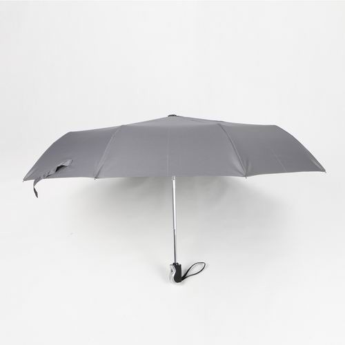 21 inch grey auto open close umbrella with silver and black rubber coating