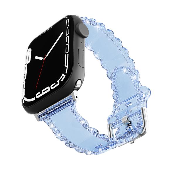 Estilo de lujo popular para el reloj Apple 45mm Clear Glitter Lace Diamond Replacement Band