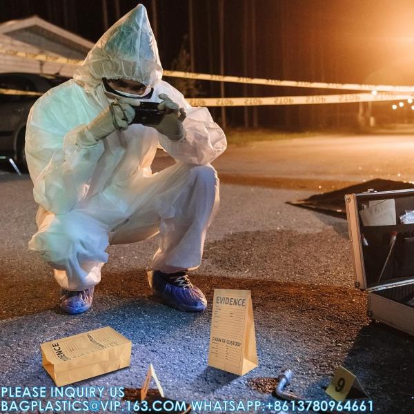 Pack Paper Police Evidence Bags 9.45 * 5 * 3 Inch Crime Scene Paper Evidence Bag For Receipts