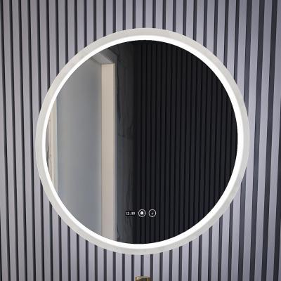 O banheiro esperto do diodo emissor de luz do círculo espelha a vaidade do hotel com luz do controle do toque