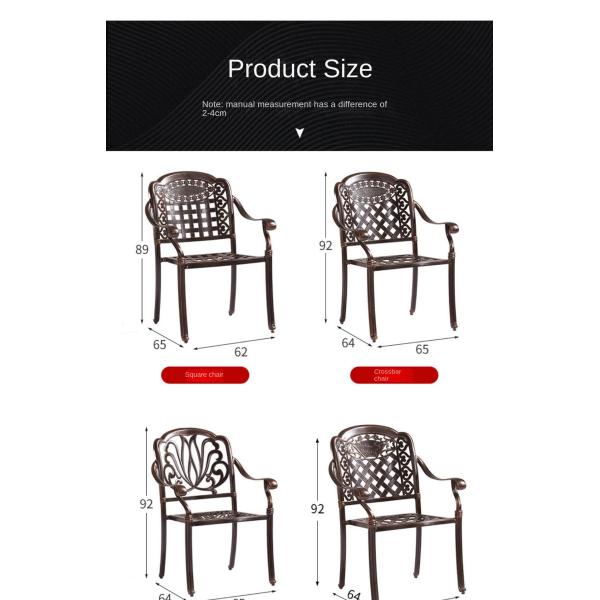 65*65*90cm Cast Aluminium Stacked Chairs for Dining Restaurant Outdoor Garden Balcony