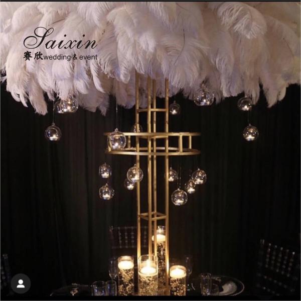 ZT-592 Evento Decoración de la mesa de bodas Piesa central 10 brazos Cristal de oro Candelabra