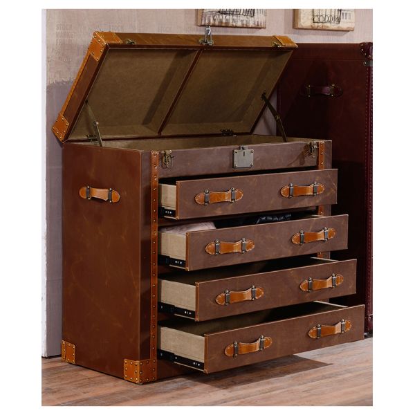 Nidea #8601 American Country Retro Sideboard Genuine Leather Red Wine  Bar Cabinet for Restaurant Hotel Club Living Room