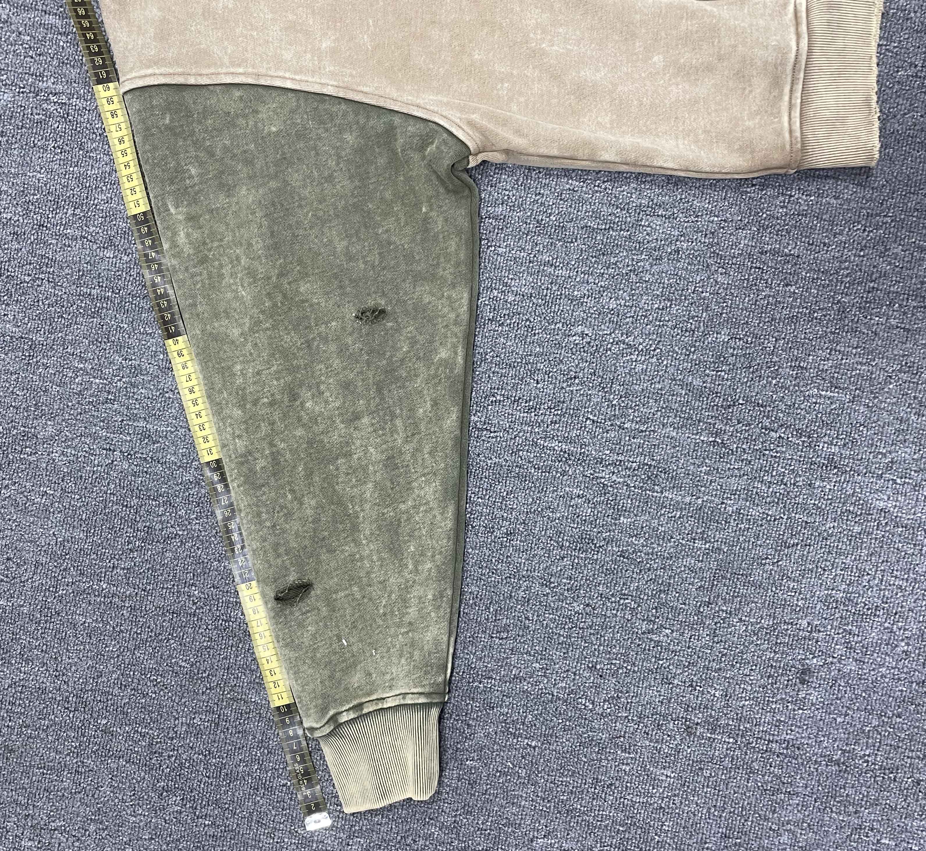 Tianan Custom Acid Wash Hoodie Vintage Stone Wash Distressed Pearl Rhinestone Spliced Sleeve Streetwear Loose Boxy Zipper Hoodie