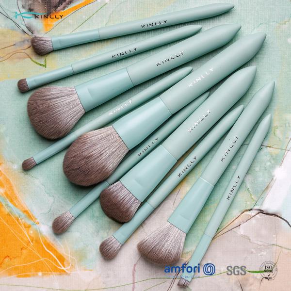 Wooden Handle 10pcs Alu Ferrules Cosmetic Makeup Brush Set