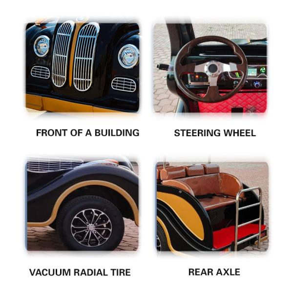7 8 Seats Electric Vintage Golf Cart with Retro Style and Li-ion Battery from Outlet
