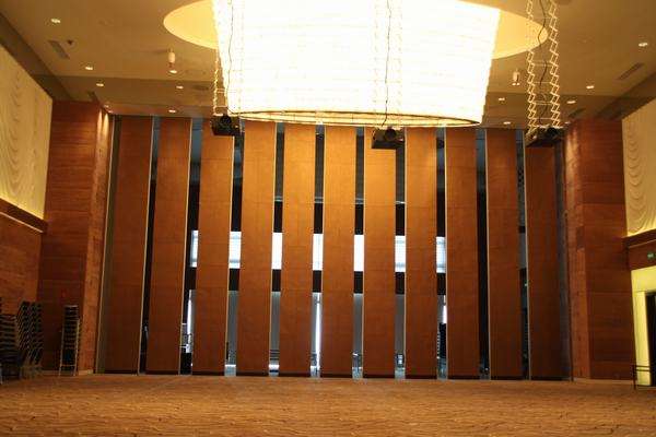 Interior Wooden Office Partition Walls / Sponge Fabric Surface Sliding Acoustic Room Divider