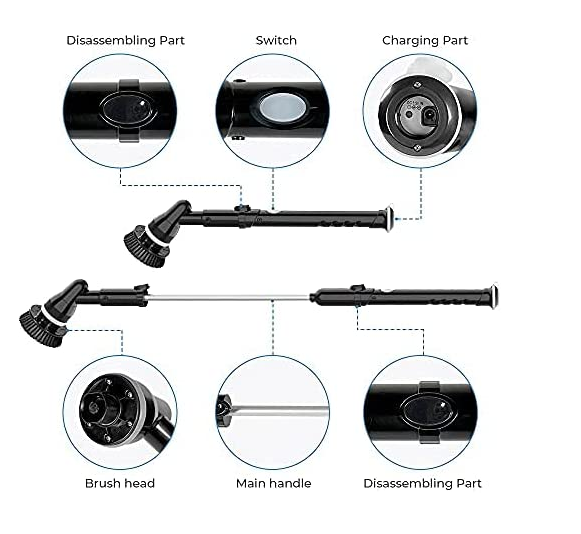Escova elétrica do poder do purificador da rotação dos APS com o braço de extensão ajustável