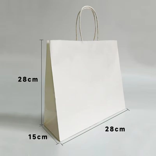 Recyclable Custom Brown and White Eco Kraft Handle Paper Bags
