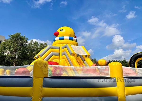 Castillo de juegos hinchable de pato amarillo inflable grande para exteriores, castillo de rebote