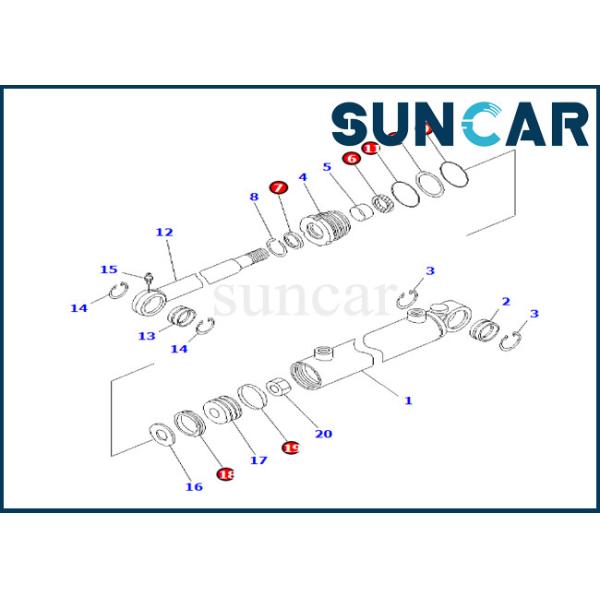KOMATSU que inclina el lacre inclinable Kit Angle Service Kit For BR120T-1 del cilindro del equipo 707-98-13600 del sello del cilindro de la cubierta
