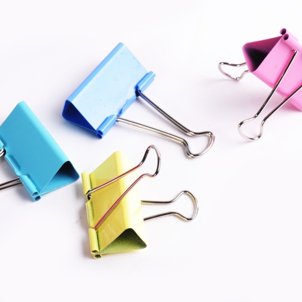 PVC box metal 51mm wholesale assorted color binder clips
