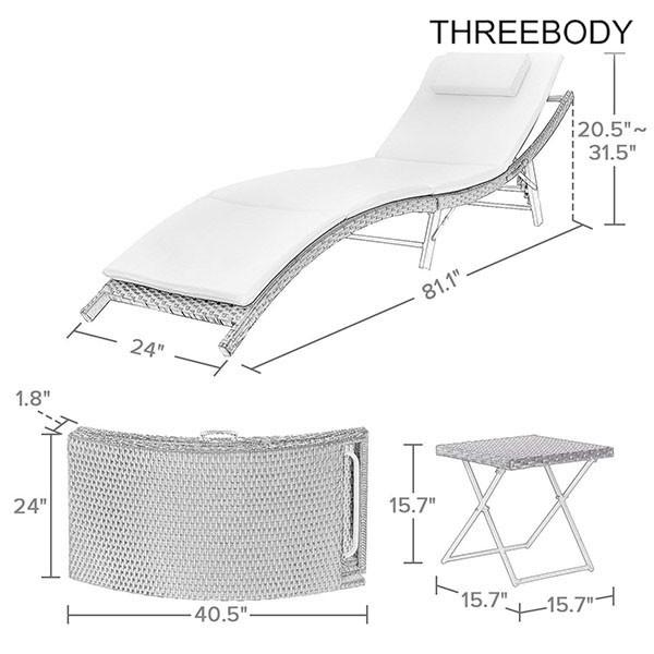Recliner Outdoor Patio Lounge Chairs Adjustable Back Folding and Portable Design
