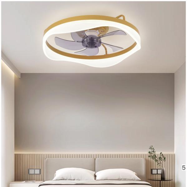 Wholesale factory Modern LED Ceiling Fan Lamp for Bedroom with Mute Frequency Conversion 110V-220V Japanese American Regulations Iron Wood Body