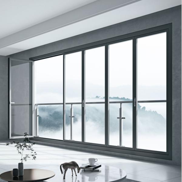 Smooth Folding Grey Aluminium Bifold Doors Customized Hurricanes Resistance