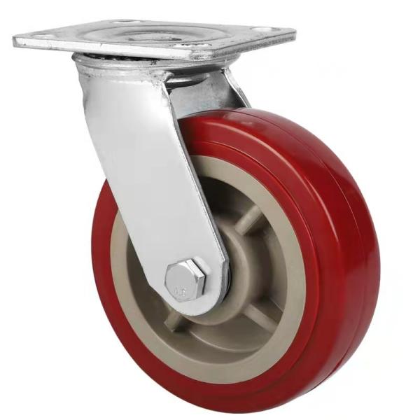 4x2, 5x2,6x2,8x2 Red Polyurethane RIGID Heavy Duty  Caster China factory FIXED castor wheels manufacturer and exporter