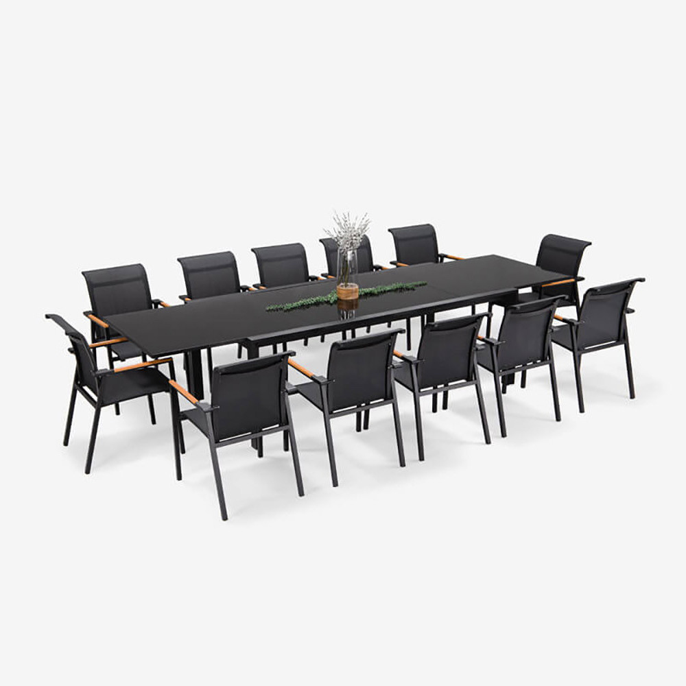 Stackable Chairs and Extendable Table AJUNION Aluminum Dining Set for Patio or Garden
