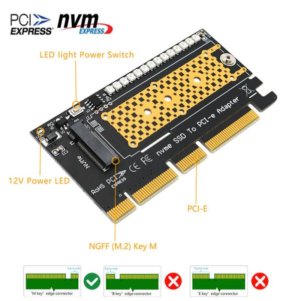 Переходник 4X 8X 16X SSD к PCI e M.2 Nvme с красочным внезапным СИД 3528