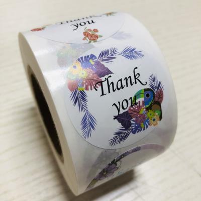 A flor do círculo do vinil personalizada agradece-lhe etiquetas