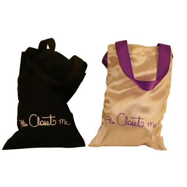 Closet Satin Bag, Fabric Carrier Bags Printed With Ribbon Handle 18 * 23 mm