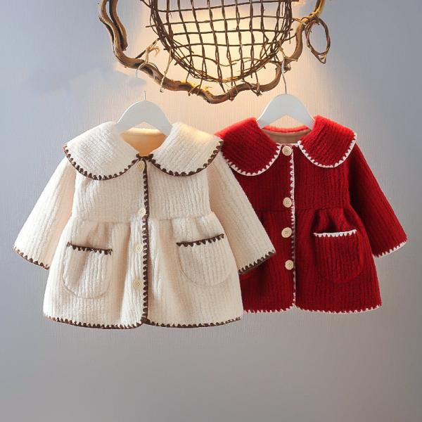 Girls Single Breasted Lotus Leaf Lightweight Windproof Jacket Lambswool Coat With Mink Collar