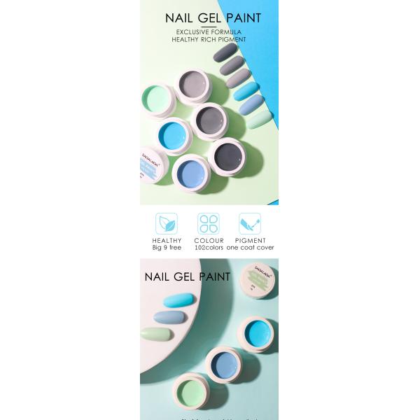 Diseño de arte DIY Pintura en gel UV Juego de 102 piezas con pigmentos ricos 102 colores Esmalte de uñas en gel sólido Certificación MSDS