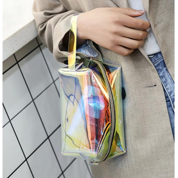 Transparent laser TPU cosmetic bag small portable lady ins wind super fire makeup bags with large capacity